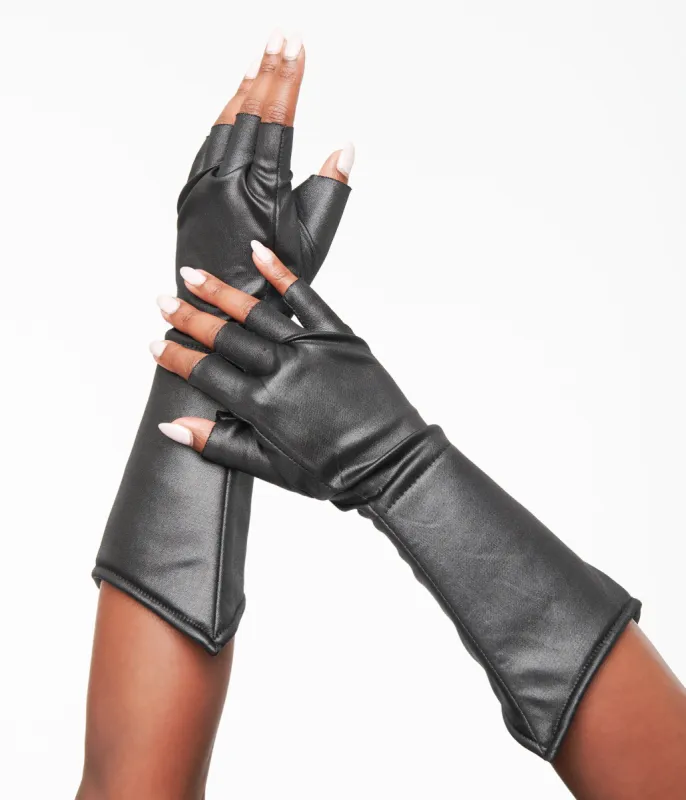 Black Fingerless Gauntlet Gloves sold by Unique Vintage
