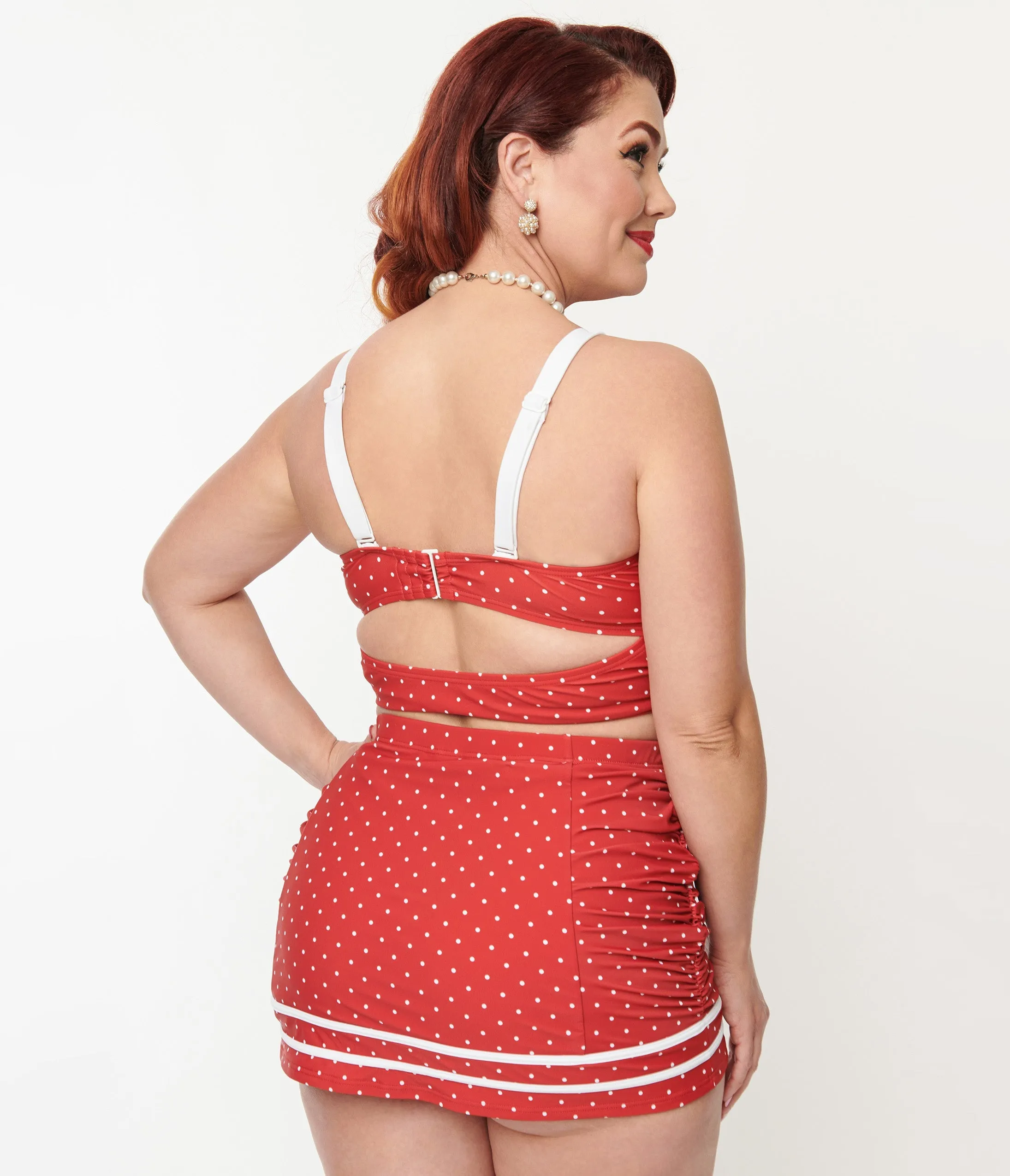 Unique Vintage Plus Size Red & White Pin Dot Sailor Swim Bottom sold by Unique Vintage product image thumbnail 3