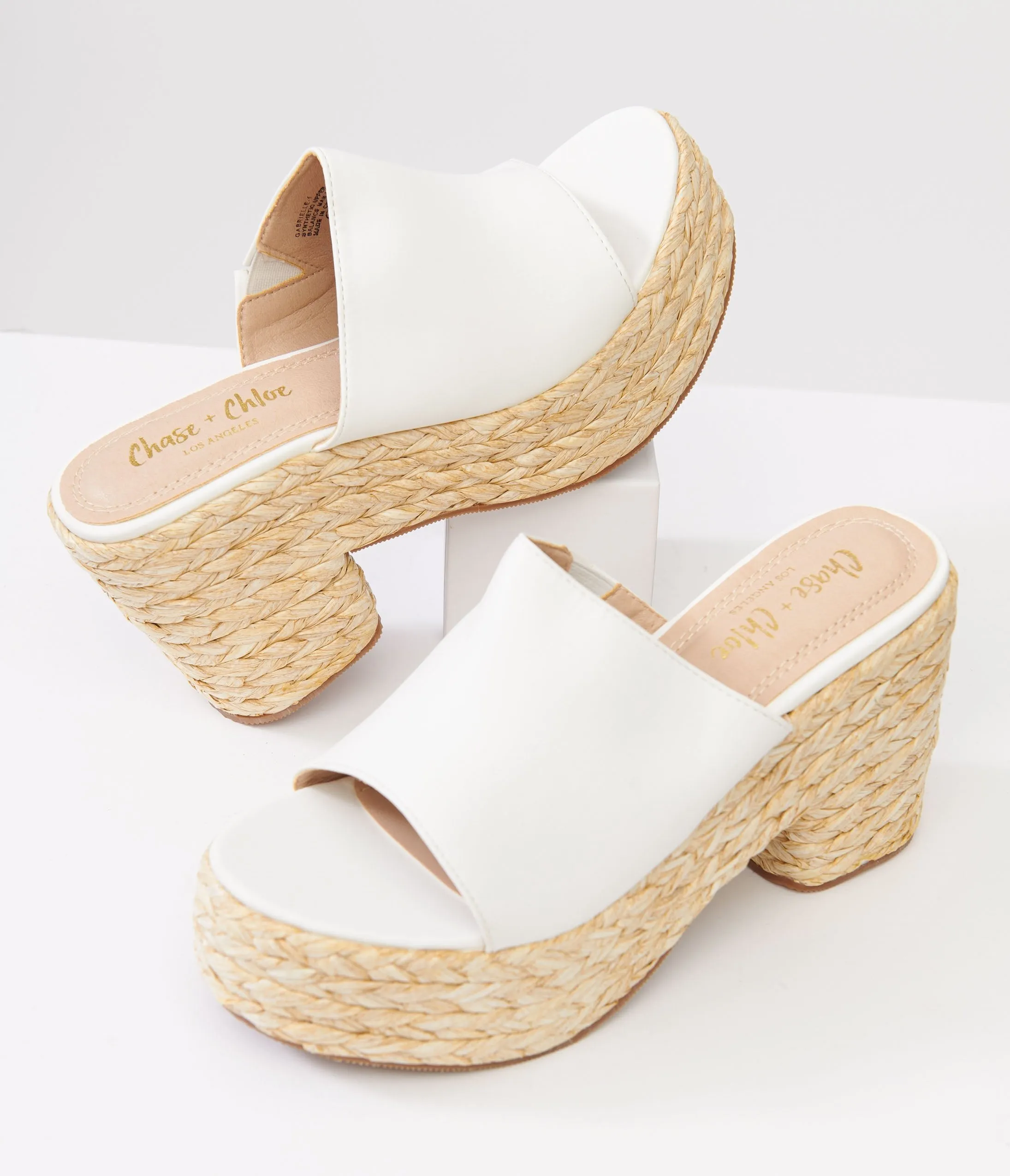 1970s White Platform Woven Sandals sold by Unique Vintage product image thumbnail 3