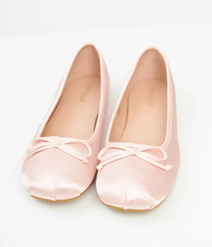 Y2K Light Pink Satin Ballet Flats sold by Unique Vintage