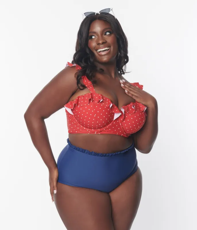 Unique Vintage Plus Size Navy Cape May Swim Bottoms sold by Unique Vintage