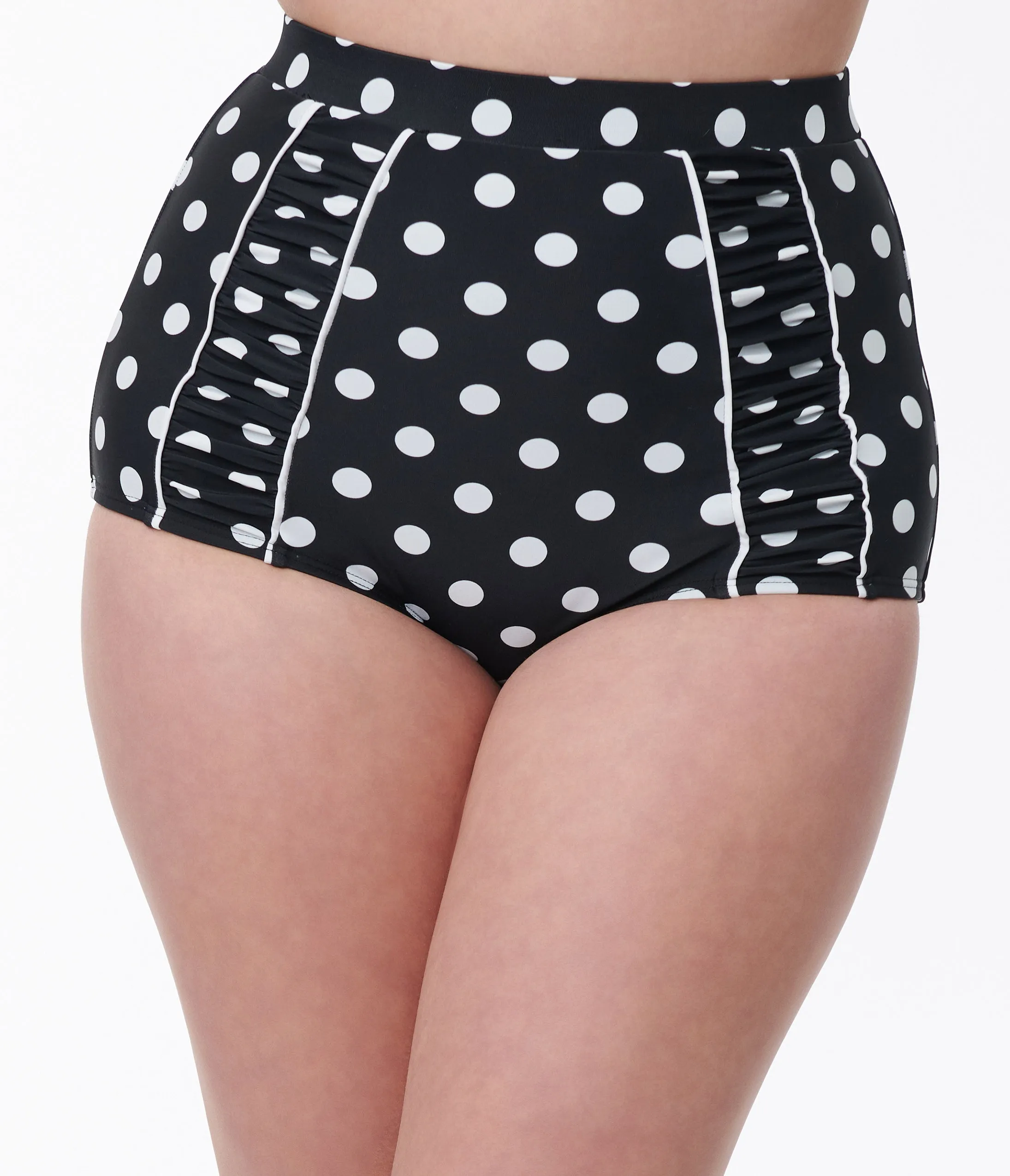 Unique Vintage Black & White Polka Dot Ruched Swim Bottom sold by Unique Vintage product image thumbnail 2