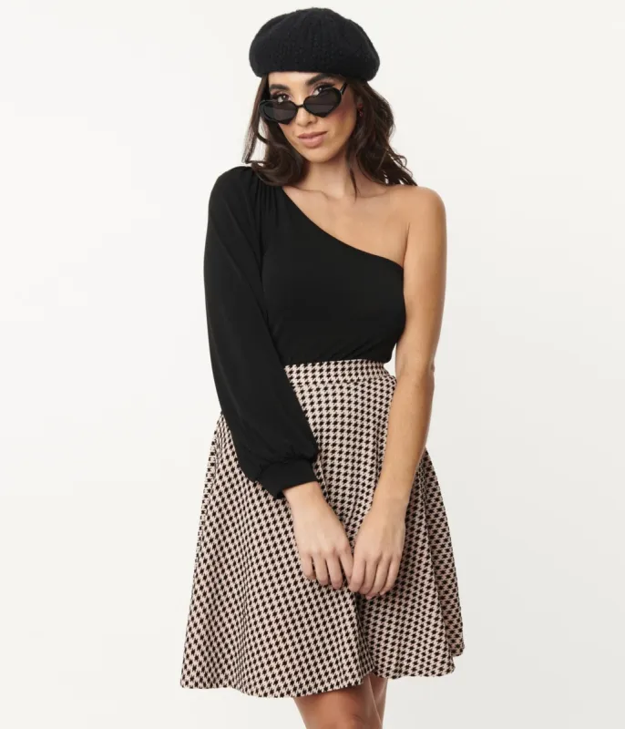 1970s Black One Sleeve Bodysuit sold by Unique Vintage