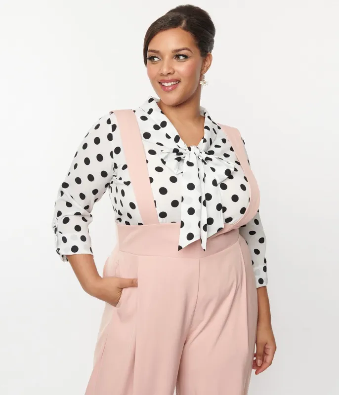 Unique Vintage Plus Size 1940s Sheer White & Black Dot Olivia Blouse sold by Unique Vintage