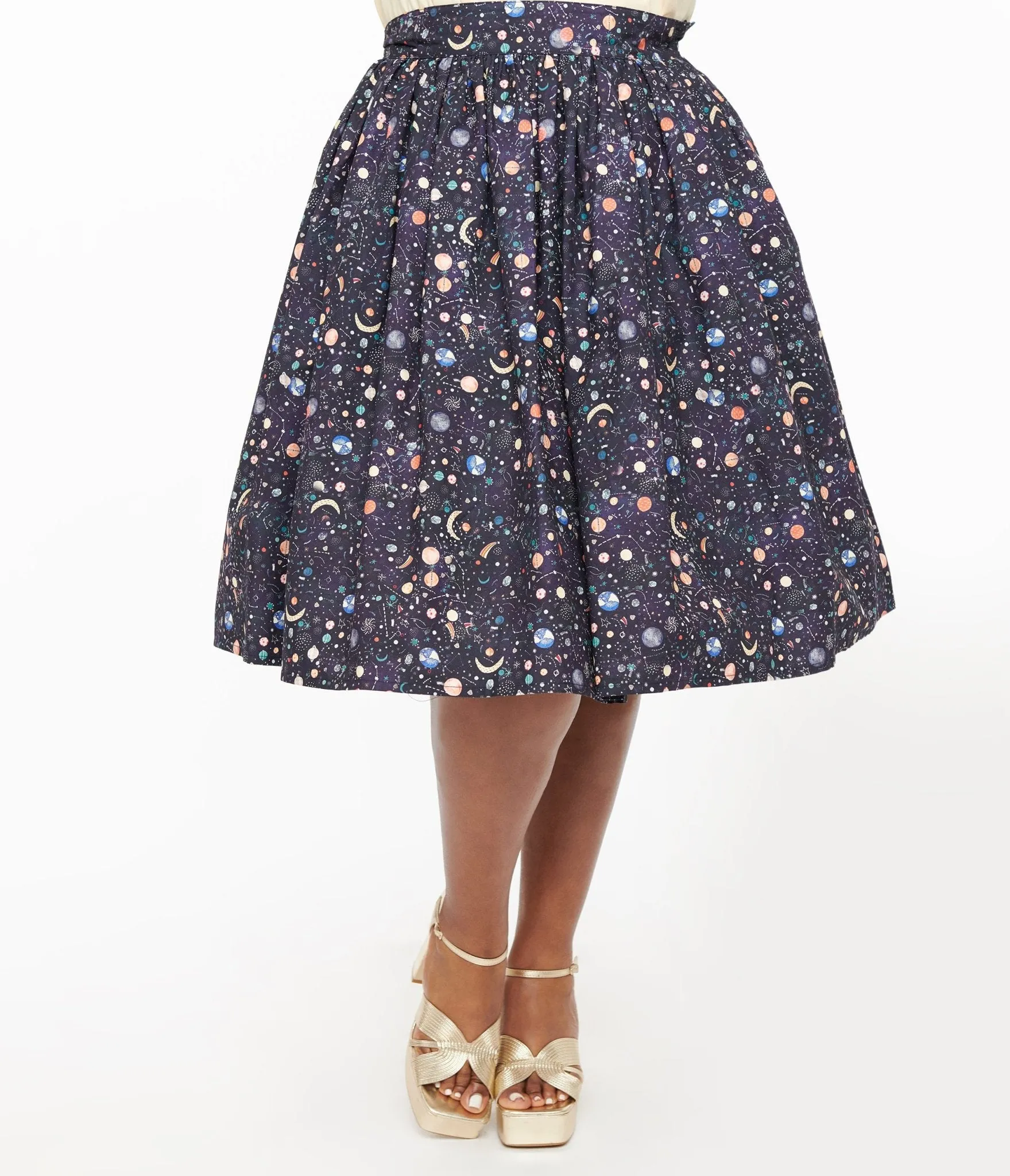 Unique Vintage Plus Size Space Print Gellar Swing Skirt sold by Unique Vintage product image thumbnail 2