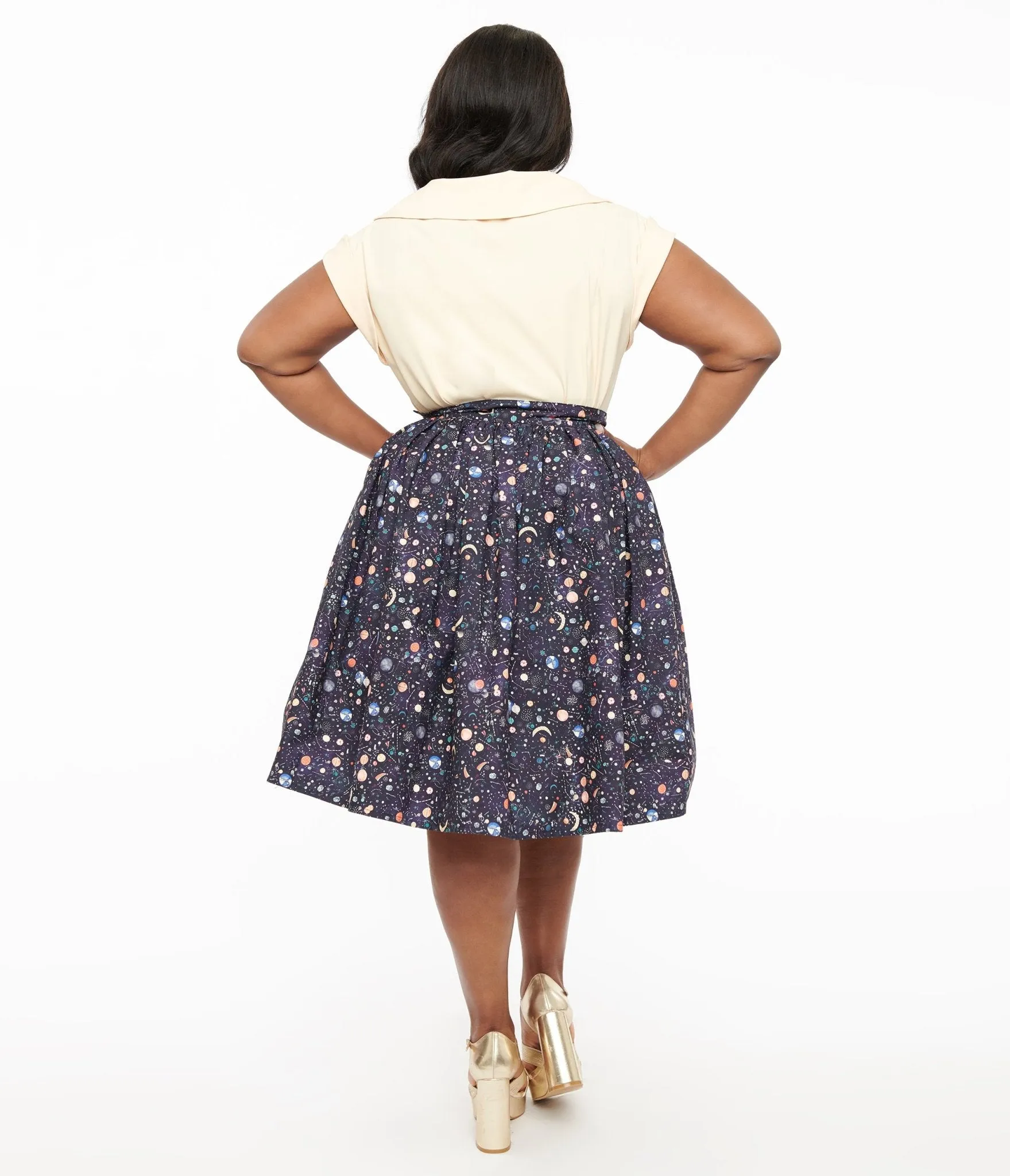 Unique Vintage Plus Size Space Print Gellar Swing Skirt sold by Unique Vintage product image thumbnail 3