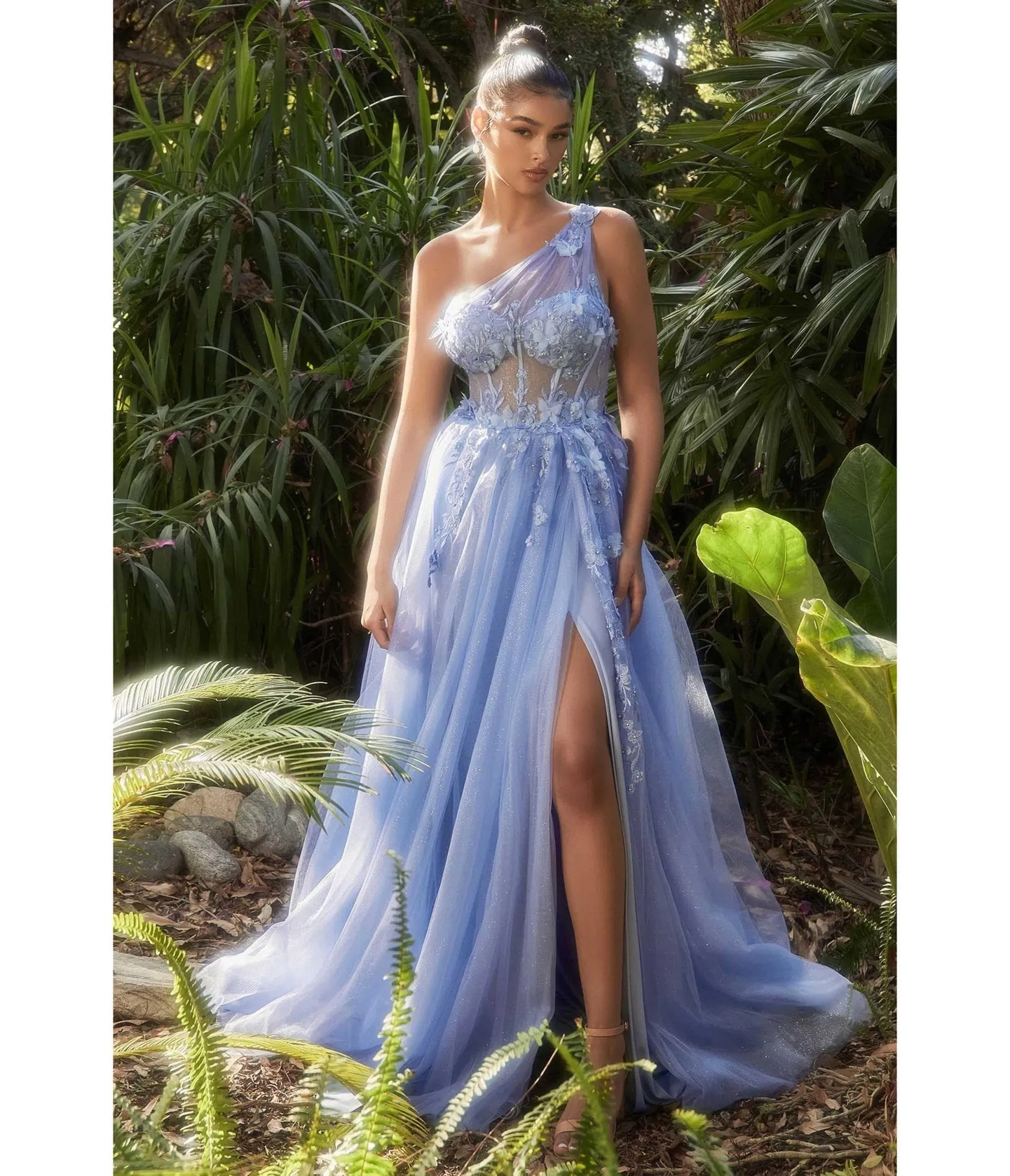パーティードレス Azur Blue Coral Silk Gown Azazie Eren Dusty Blue Bridesmaid Dresses | Azazie