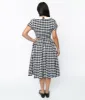 Unique Vintage 1950s White & Black Gingham Swing Dress sold by Unique Vintage
