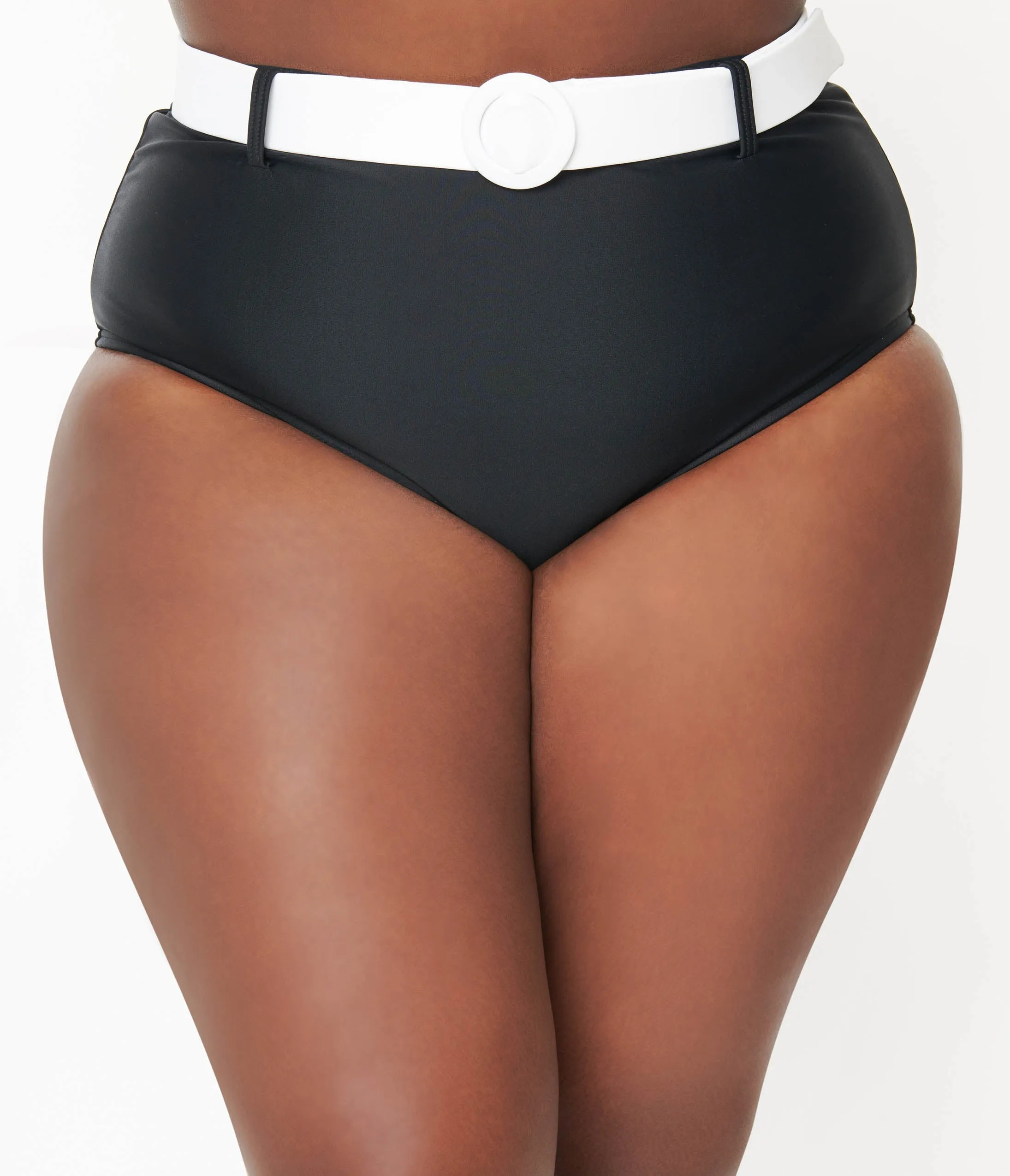 Unique Vintage Plus Size Black & White Belted Swim Bottoms sold by Unique Vintage product image thumbnail 2