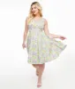 Green & Multicolor Floral Cotton Swing Dress sold by Unique Vintage