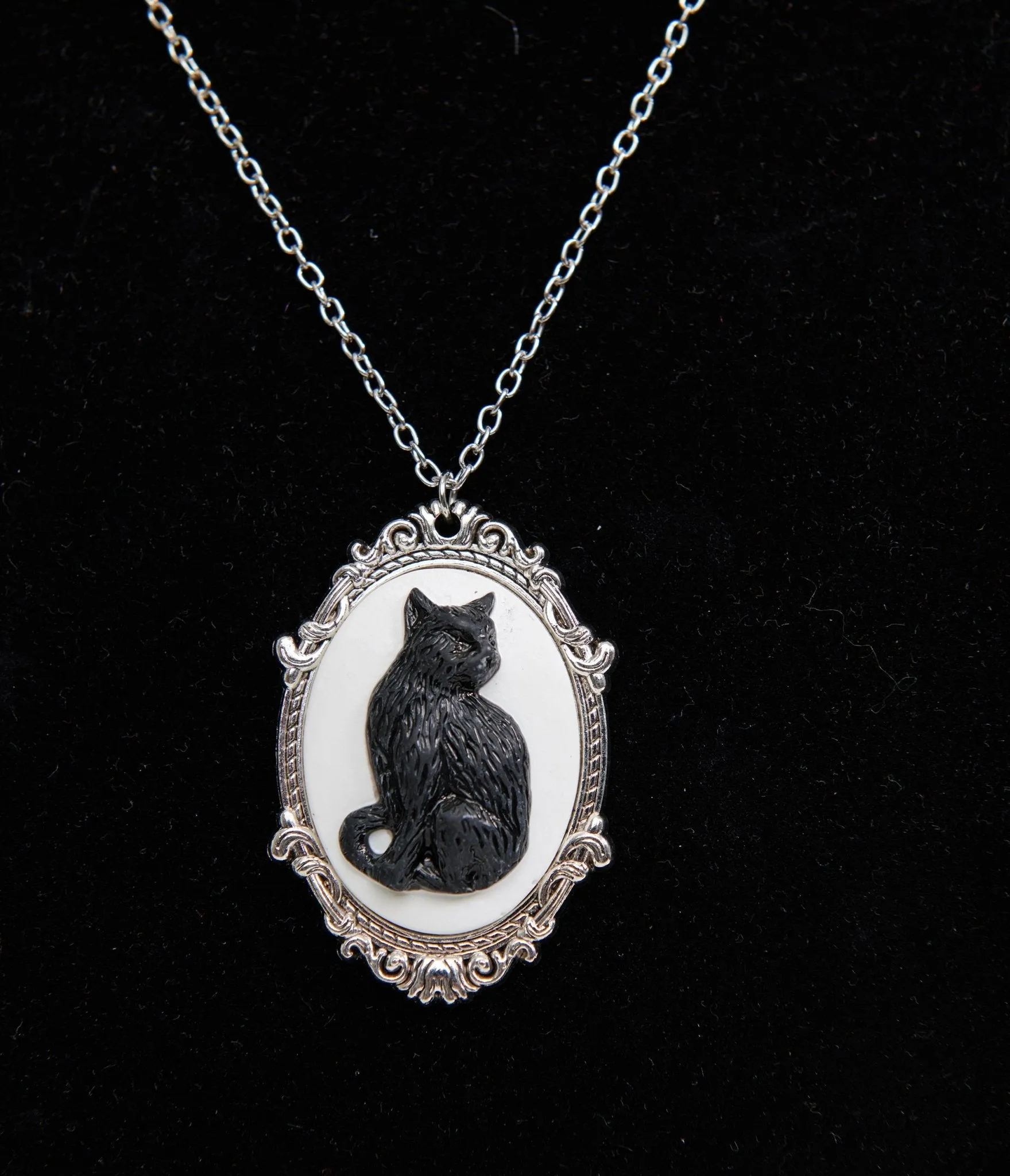 Black Cat Goth Halloween Pendant Necklace sold by Unique Vintage product image thumbnail 2