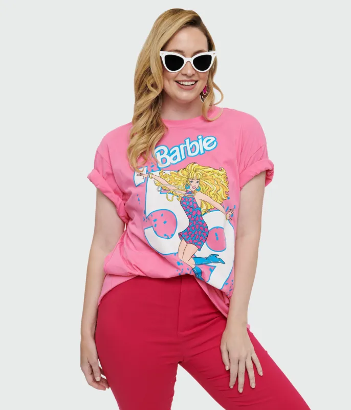 Cakeworthy Pink Barbie Birthday Oversized Graphic Tee sold by Unique Vintage