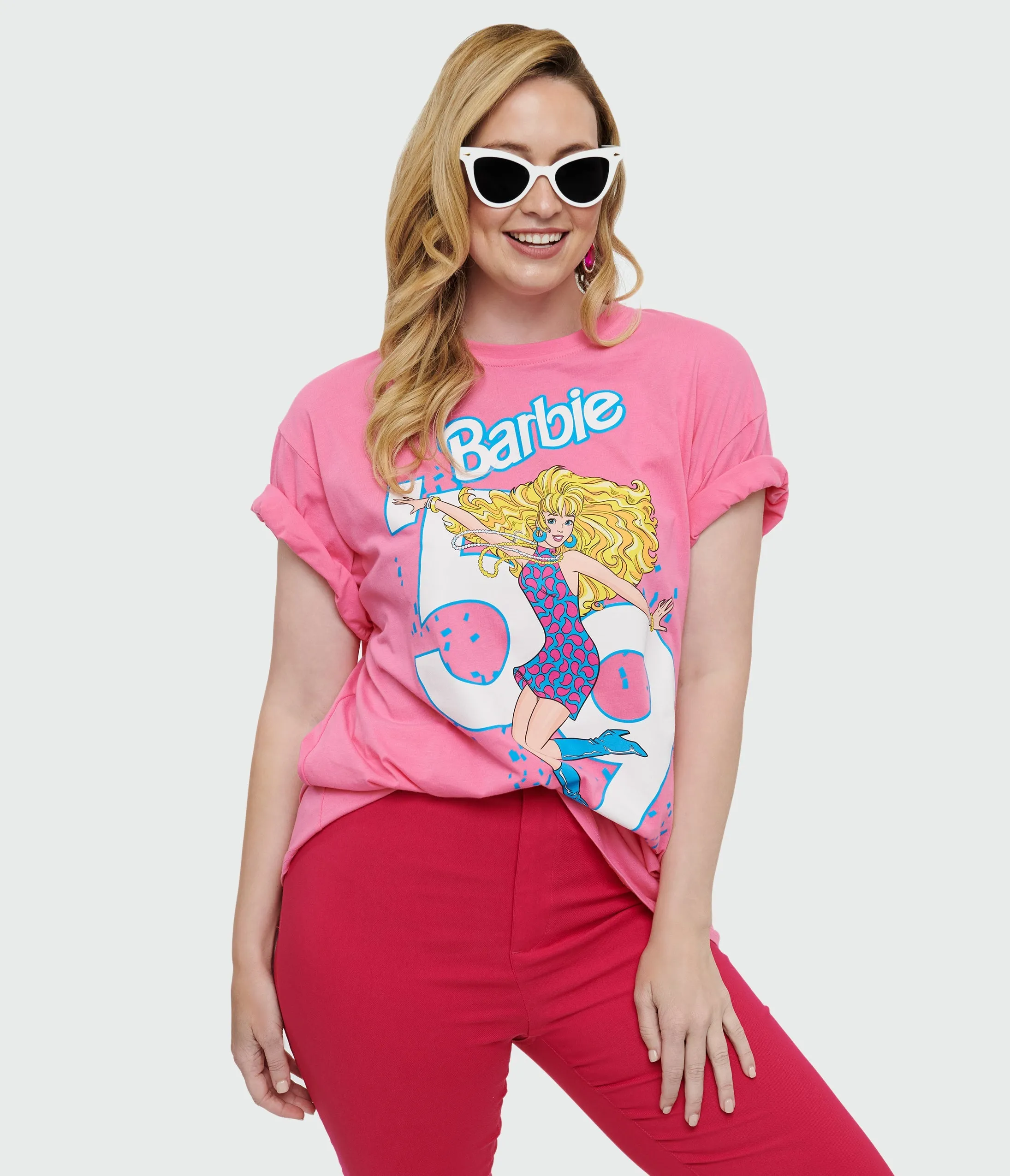 Cakeworthy Pink Barbie Birthday Oversized Graphic Tee sold by Unique Vintage