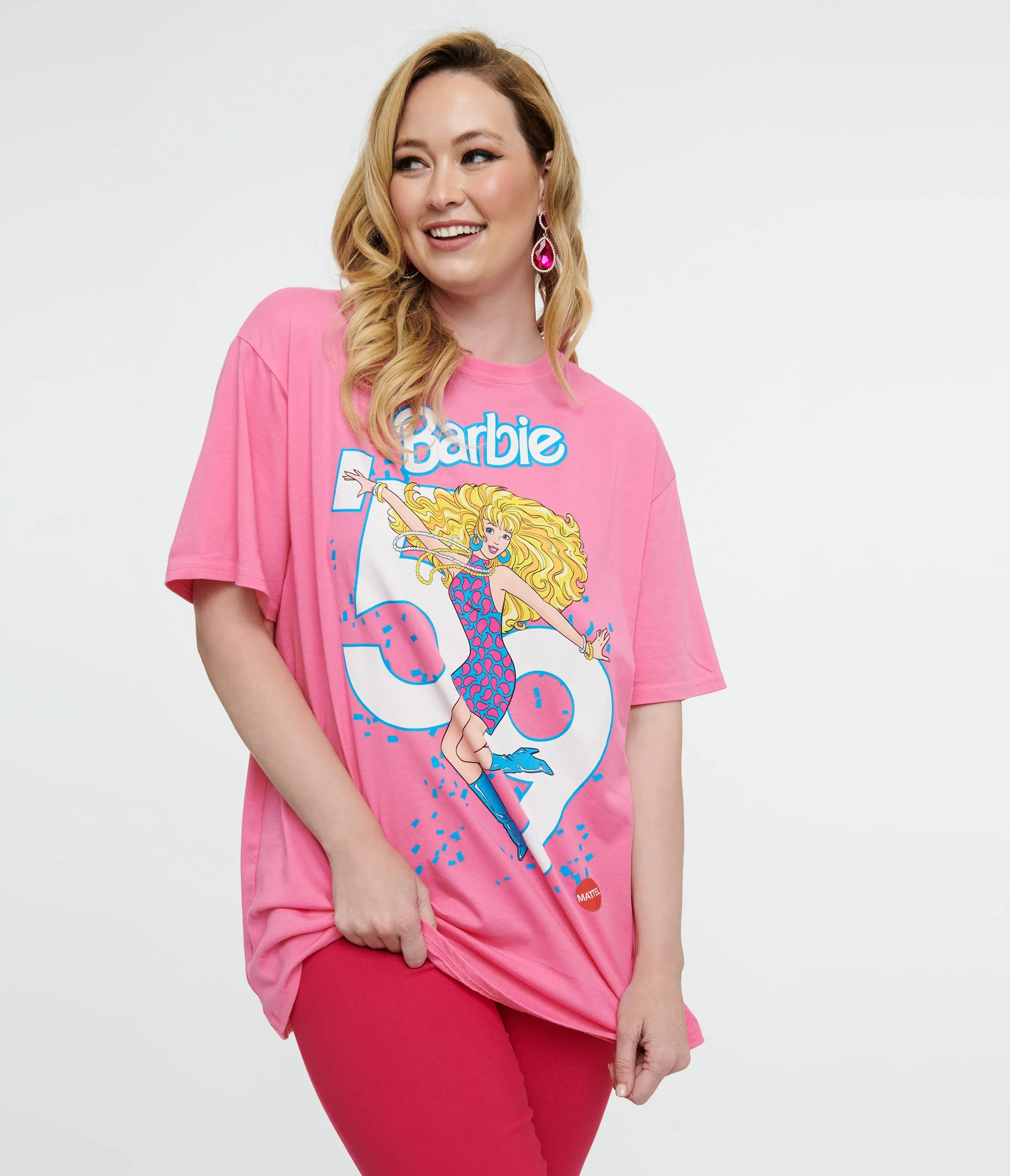 Cakeworthy Pink Barbie Birthday Oversized Graphic Tee sold by Unique Vintage product image thumbnail 3