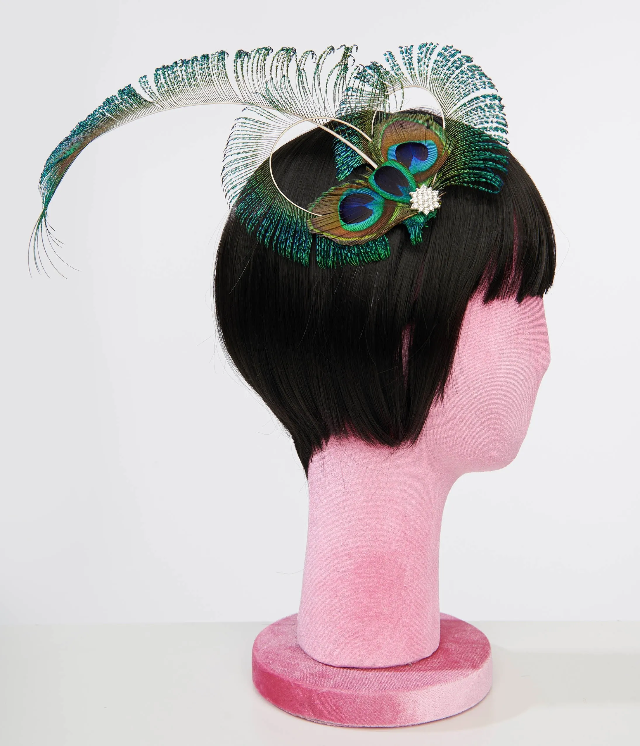 Unique Vintage 1920s Peacock Feather Hair Clip sold by Unique Vintage