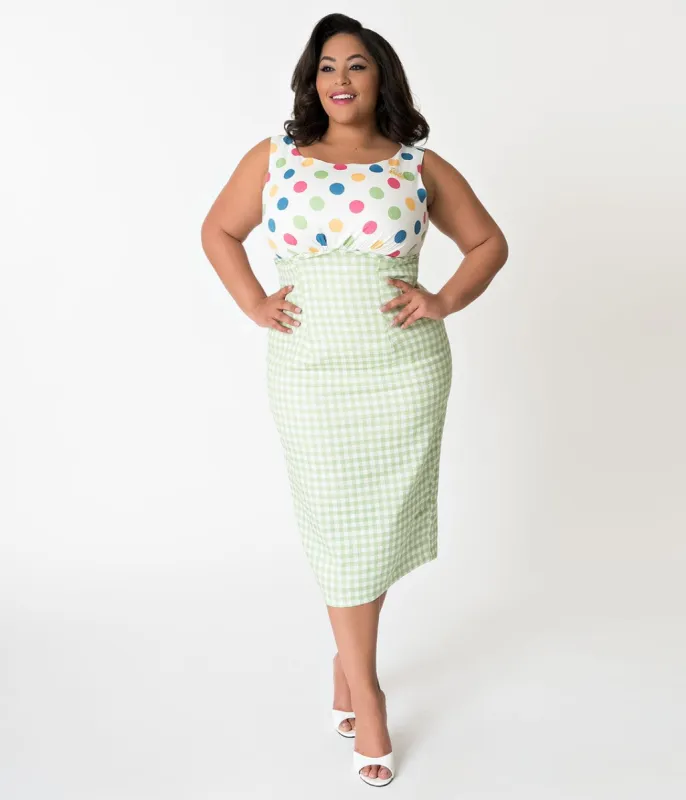 Barbie x Unique Vintage Plus Size 1960s Lunch On The Terrace Pencil Dress made by Unique Vintage