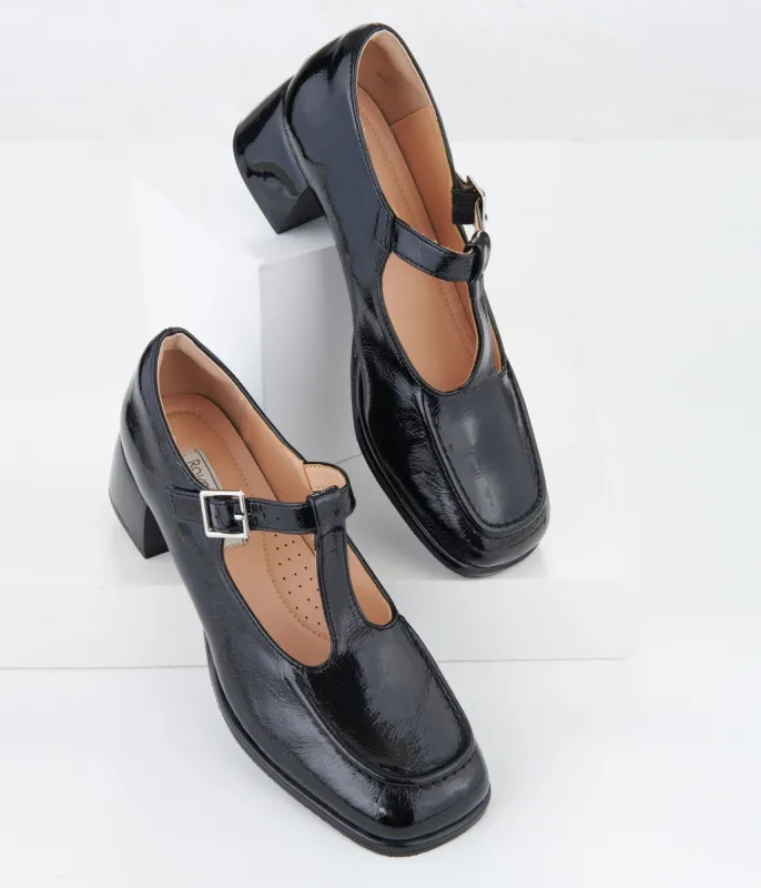 1950s Black Patent Leatherette Unforgettable Elizabeth Pumps sold by Unique Vintage