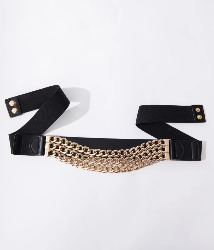 Black & Gold Chain Link Belt sold by Unique Vintage