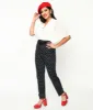 Collectif Black & White Polka Dot Belted Thea Pants sold by Unique Vintage