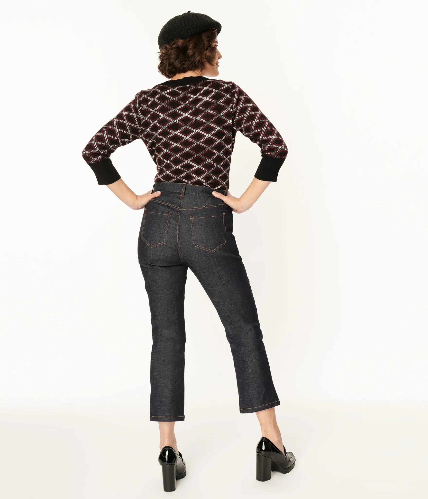 Smak Parlour Dark Denim Notched Capri Jeans sold by Unique Vintage product image thumbnail 3