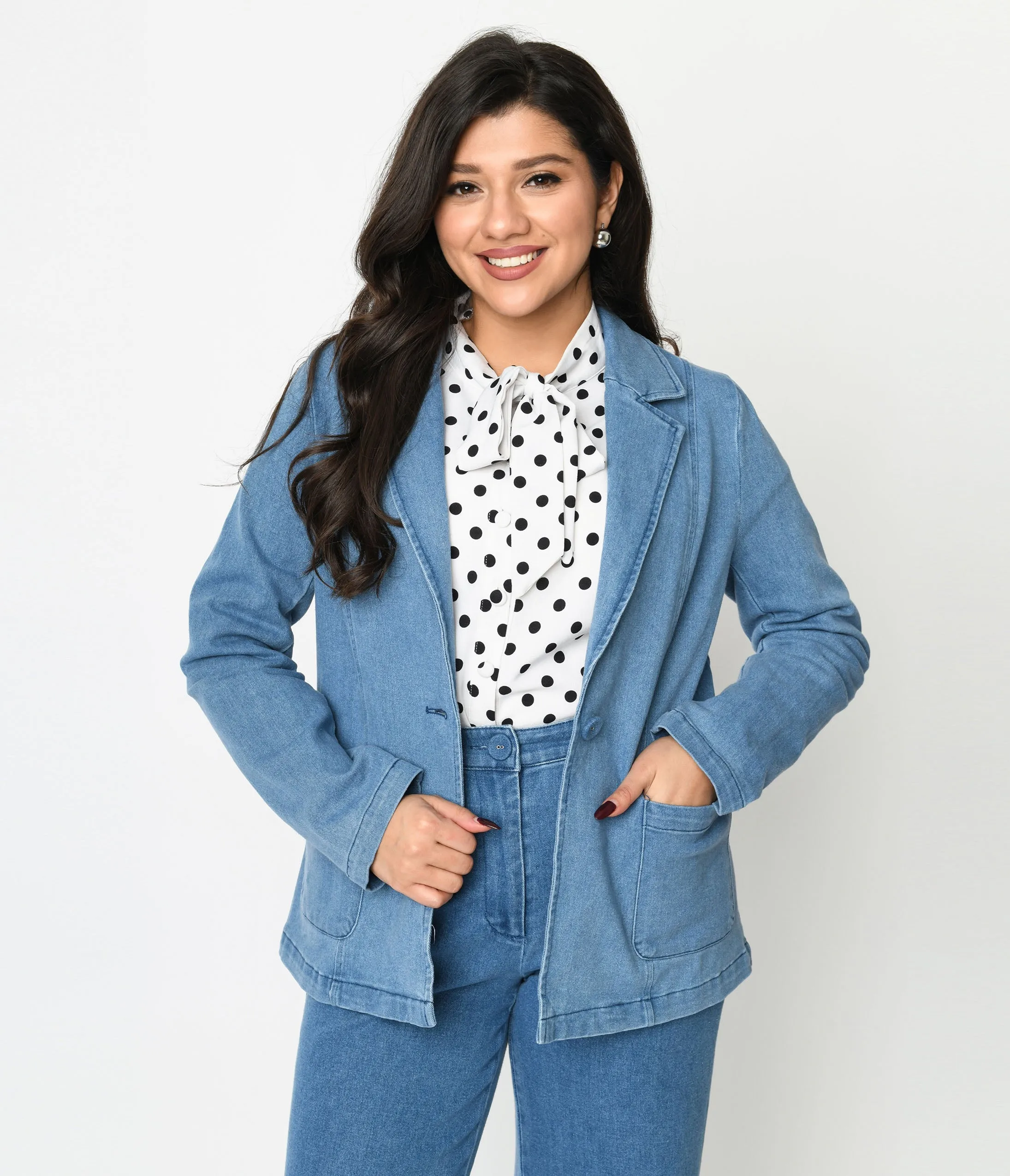 Denim Washed Blazer sold by Unique Vintage product image thumbnail 2