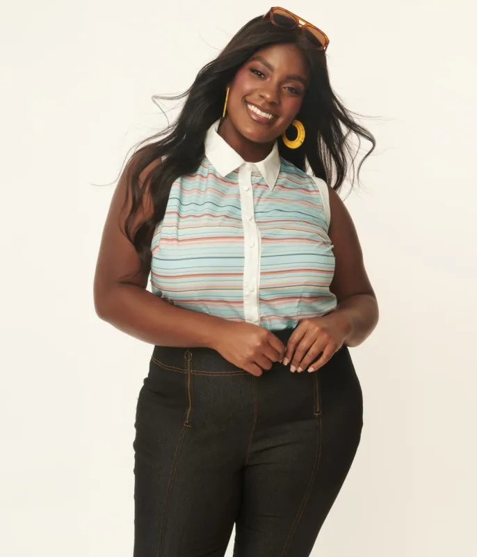 Unique Vintage Plus Size Mint & Coral Stripe Rochester Top sold by Unique Vintage