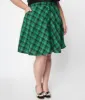Unique Vintage Green & Black Plaid Swing Skirt sold by Unique Vintage