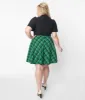 Unique Vintage Green & Black Plaid Swing Skirt sold by Unique Vintage
