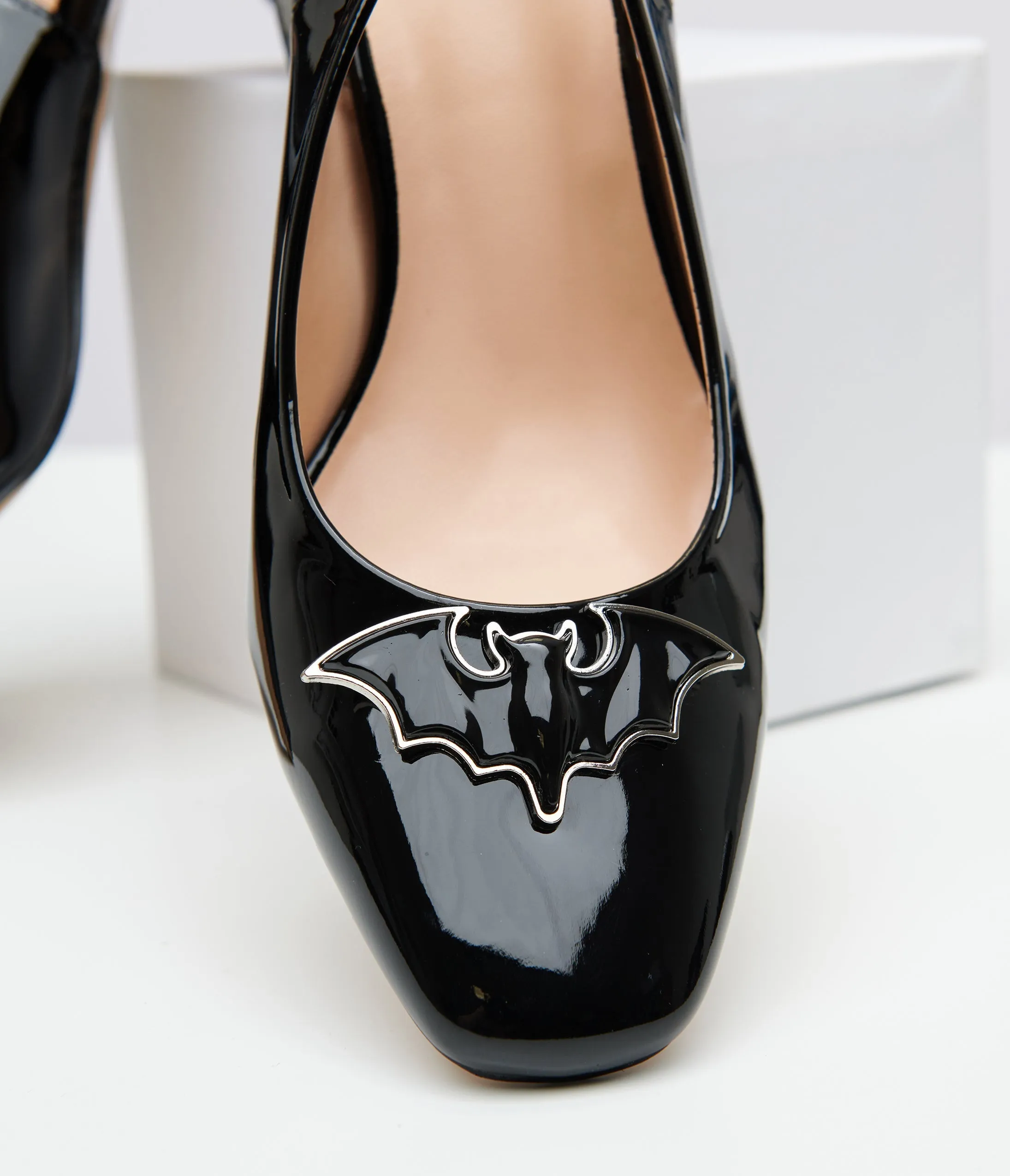 Unique Vintage Black Bat Leatherette Slingback Heels sold by Unique Vintage product image thumbnail 2