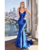 Cinderella Divine Royal Blue Halter Strappy Prom Gown sold by Unique Vintage