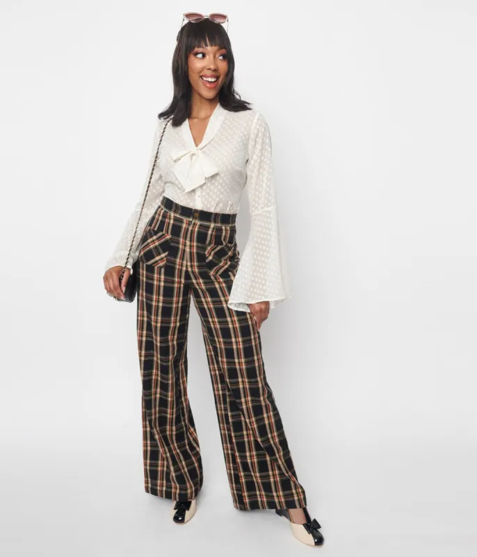 Smak Parlour Multicolor Plaid Wide Leg Trousers sold by Unique Vintage
