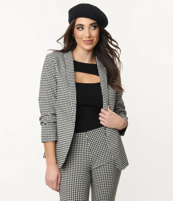 Black & White Gingham Blazer sold by Unique Vintage