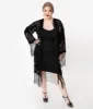 1920s Black Devore Velvet Lattice Scarf Coat sold by Unique Vintage