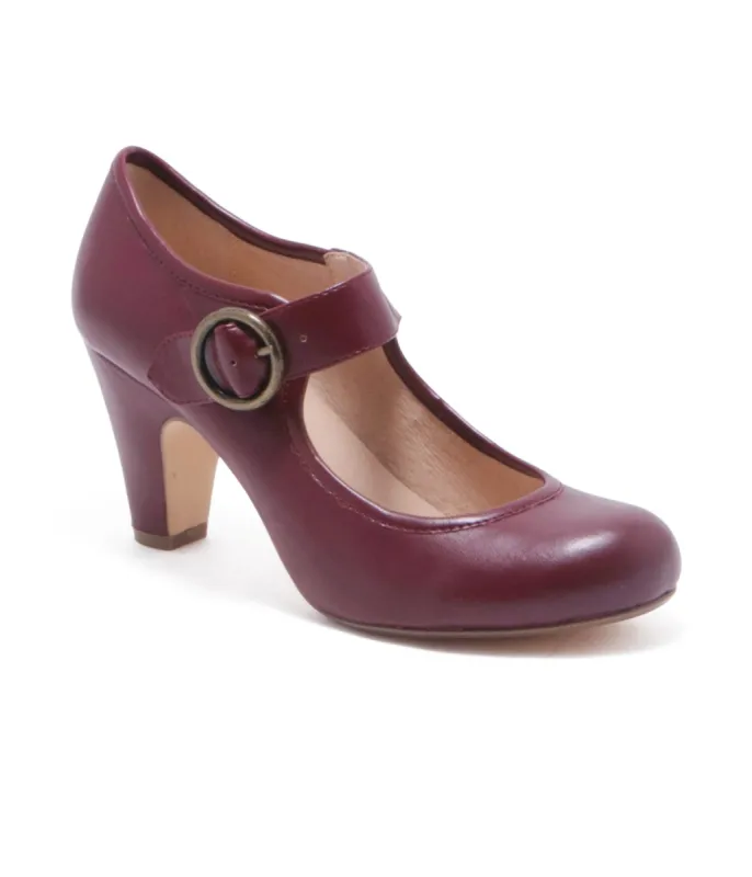 Chelsea Crew 1940s Burgundy Leatherette Mary Jane Madeline Heels sold by Unique Vintage