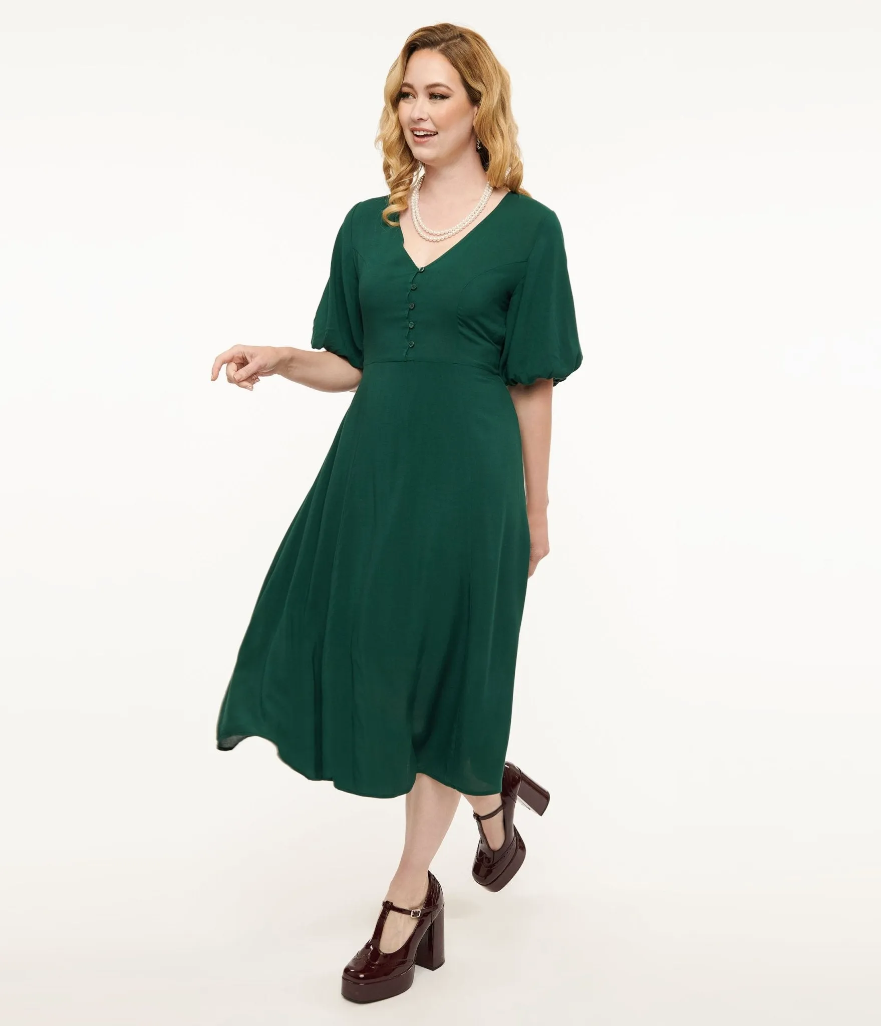 Forest Green Midi Dress sold by Unique Vintage product image thumbnail 3
