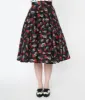 Black & Skull Rose Swing Skirt sold by Unique Vintage