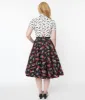 Black & Skull Rose Swing Skirt sold by Unique Vintage
