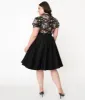 Magnolia Place Plus Size 1950s Style Black High Waist Swing Skirt sold by Unique Vintage
