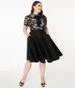 Magnolia Place Plus Size 1950s Style Black High Waist Swing Skirt sold by Unique Vintage