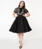 Magnolia Place Plus Size 1950s Style Black High Waist Swing Skirt sold by Unique Vintage