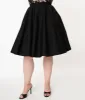 Magnolia Place Plus Size 1950s Style Black High Waist Swing Skirt sold by Unique Vintage