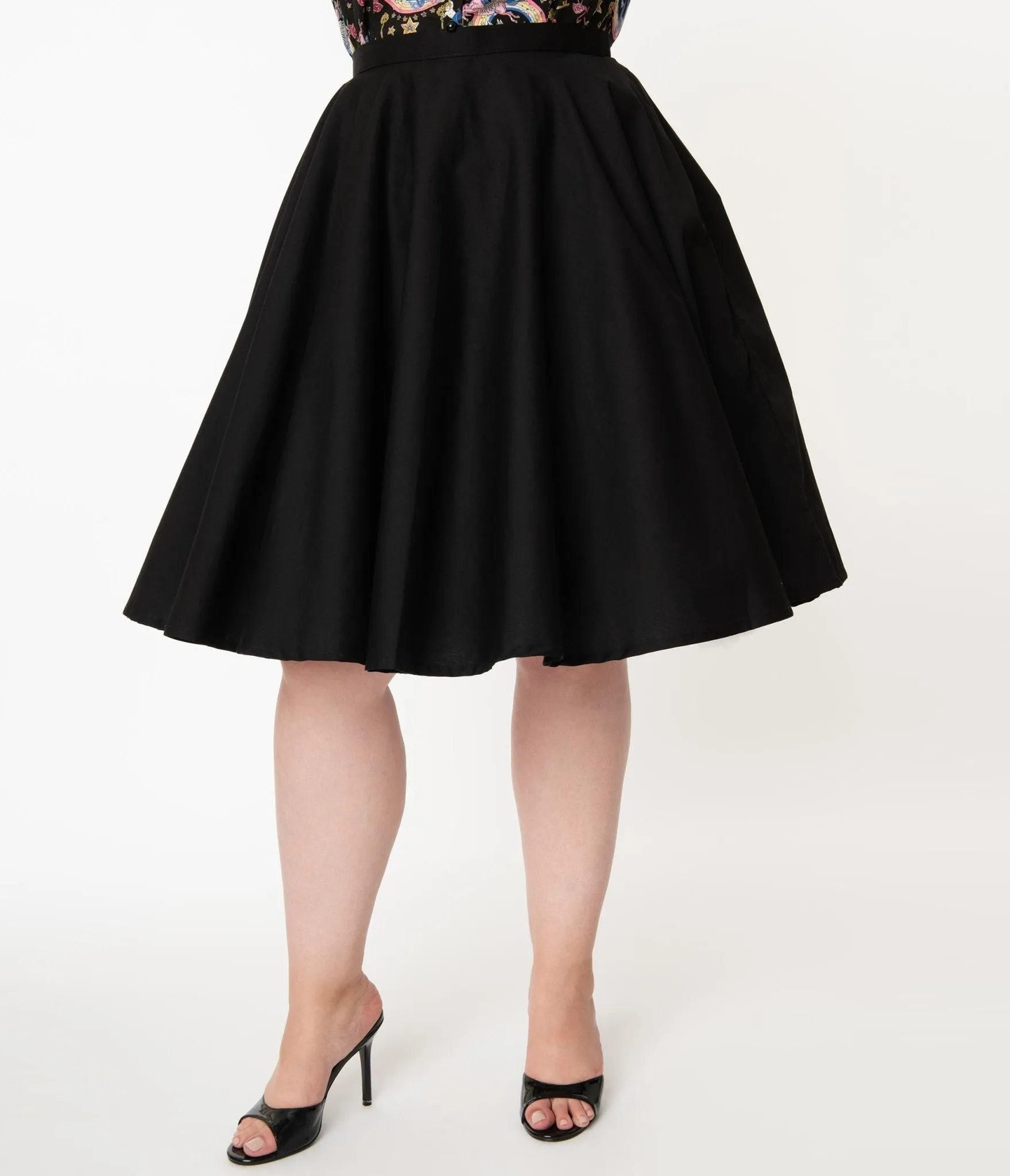 Magnolia Place Plus Size 1950s Style Black High Waist Swing Skirt sold by Unique Vintage product image thumbnail 2