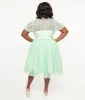 Unique Vintage Plus Size 1950s Green & White Daisy Print Hollie Swing Dress sold by Unique Vintage