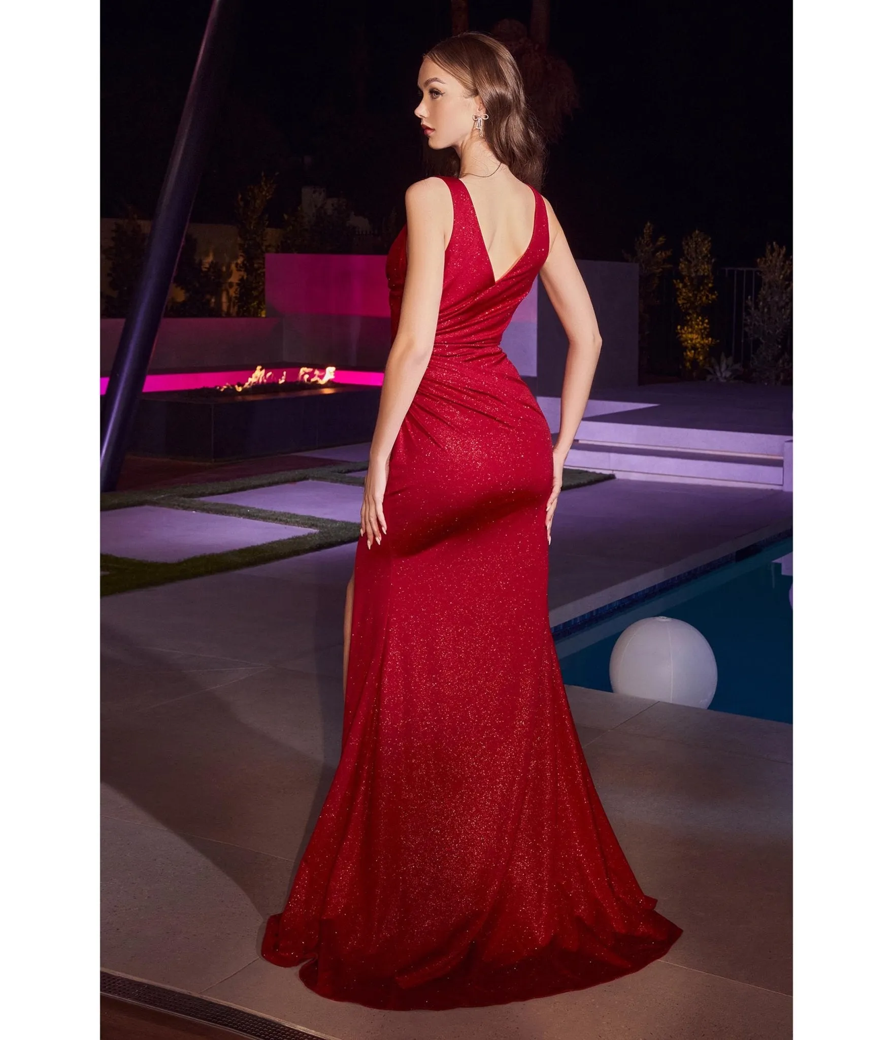 Cinderella Divine Burgundy Glittering Satin Bridesmaid Gown sold by Unique Vintage product image thumbnail 2