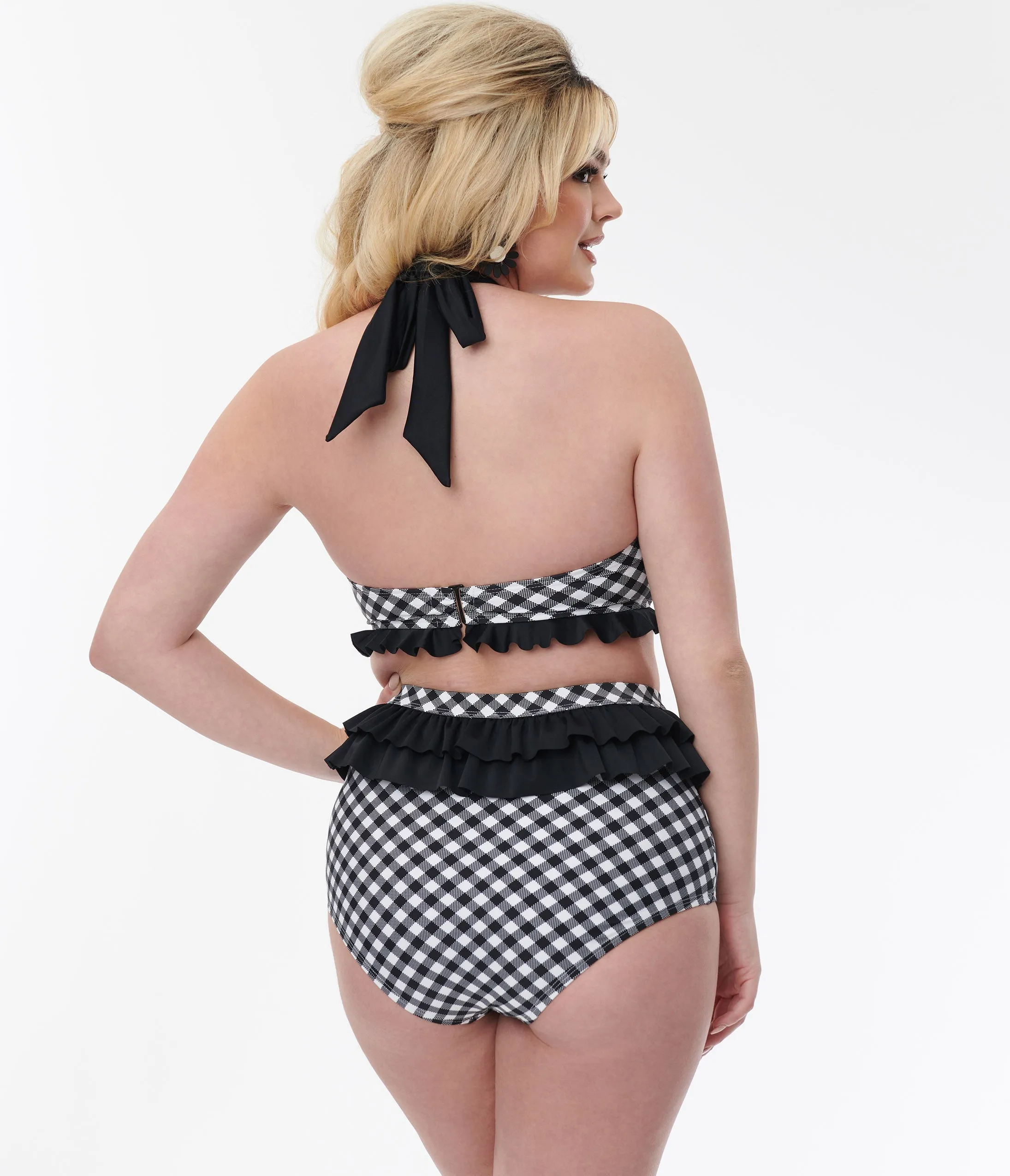 Unique Vintage Black & White Gingham Ruffle Swim Bottom sold by Unique Vintage product image thumbnail 3