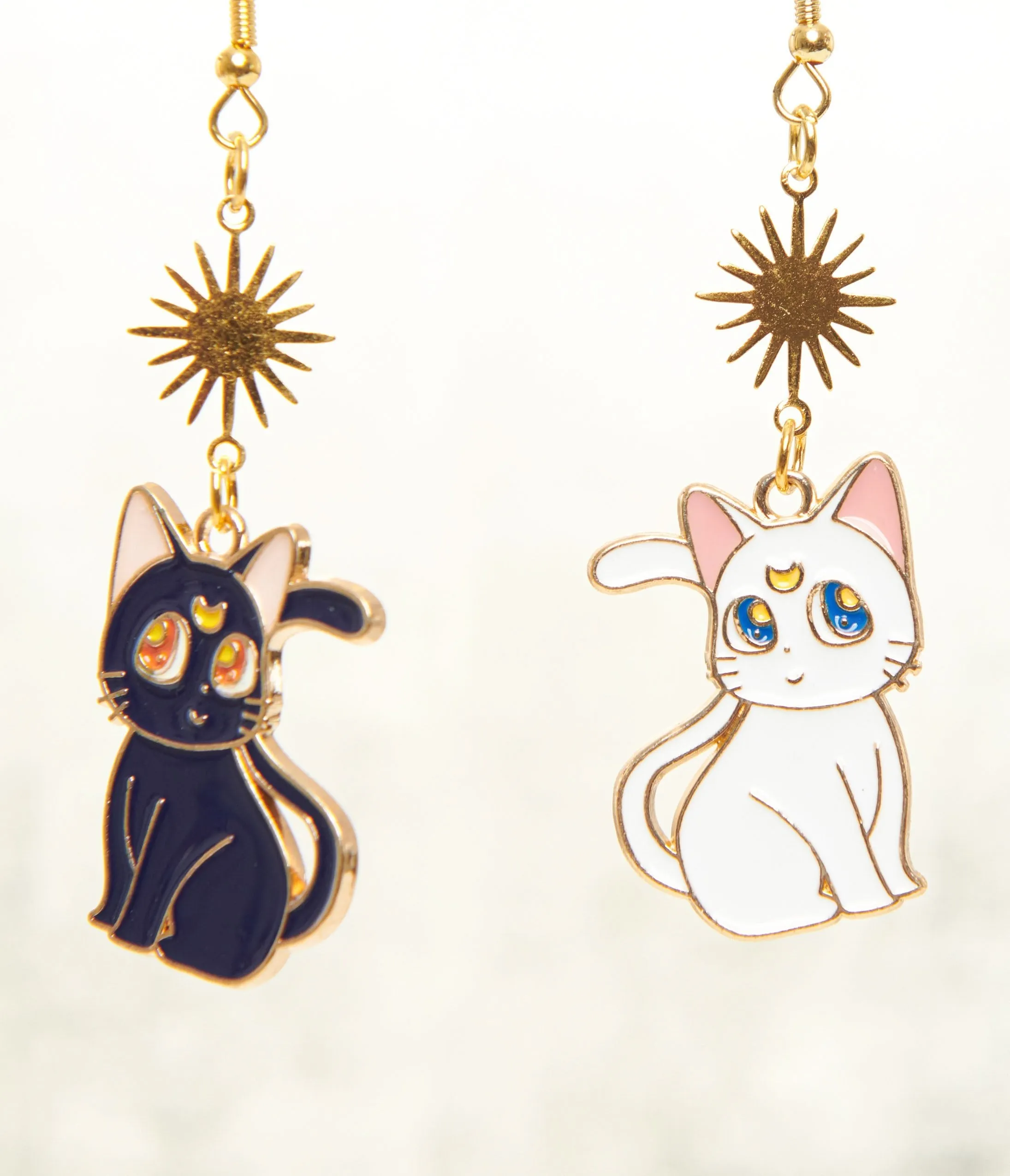 Black & White Moon Cat Earrings sold by Unique Vintage product image thumbnail 2