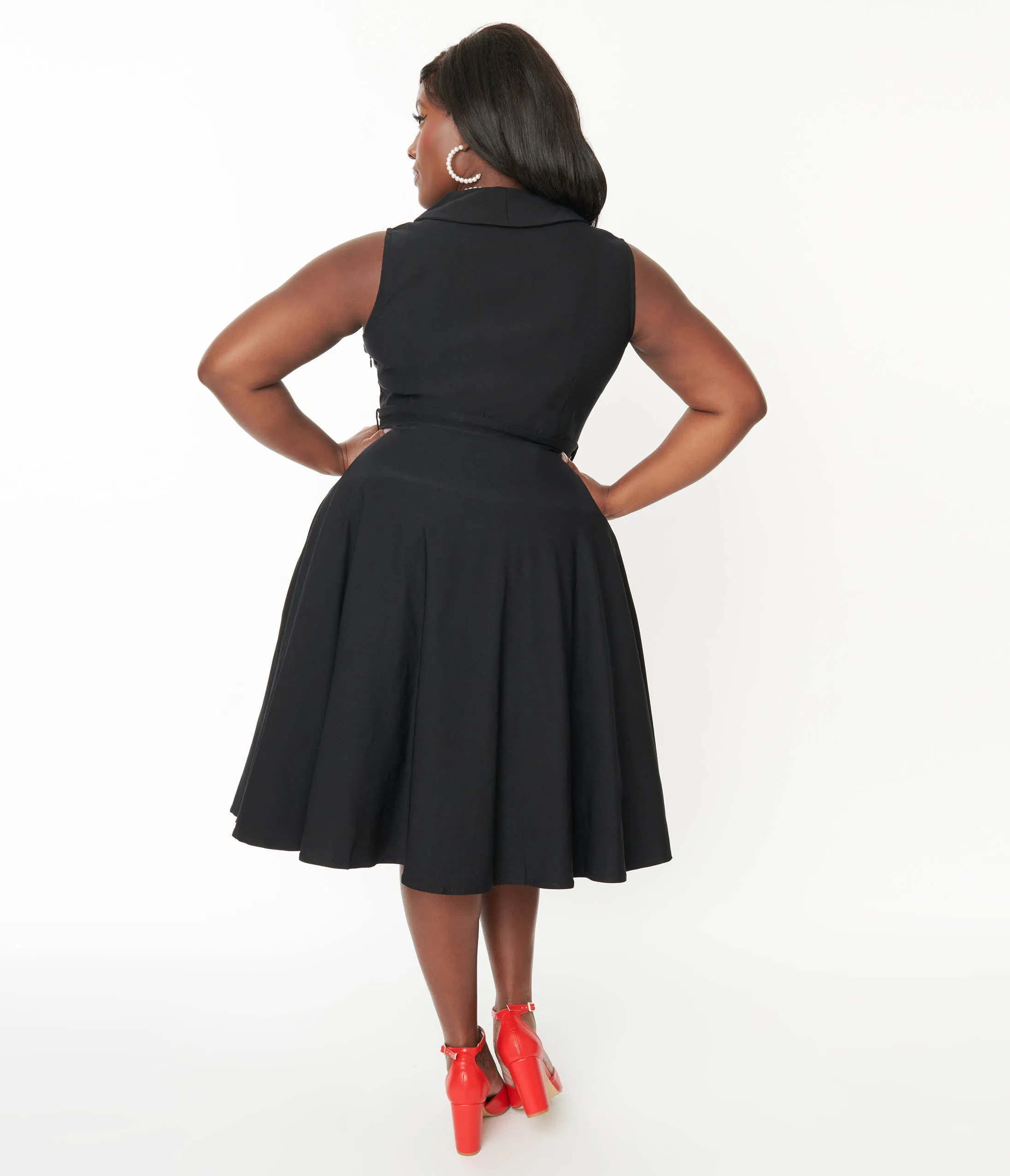 Plus Size Black Collared Jani Swing Dress sold by Unique Vintage product image thumbnail 3