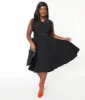 Plus Size Black Collared Jani Swing Dress sold by Unique Vintage