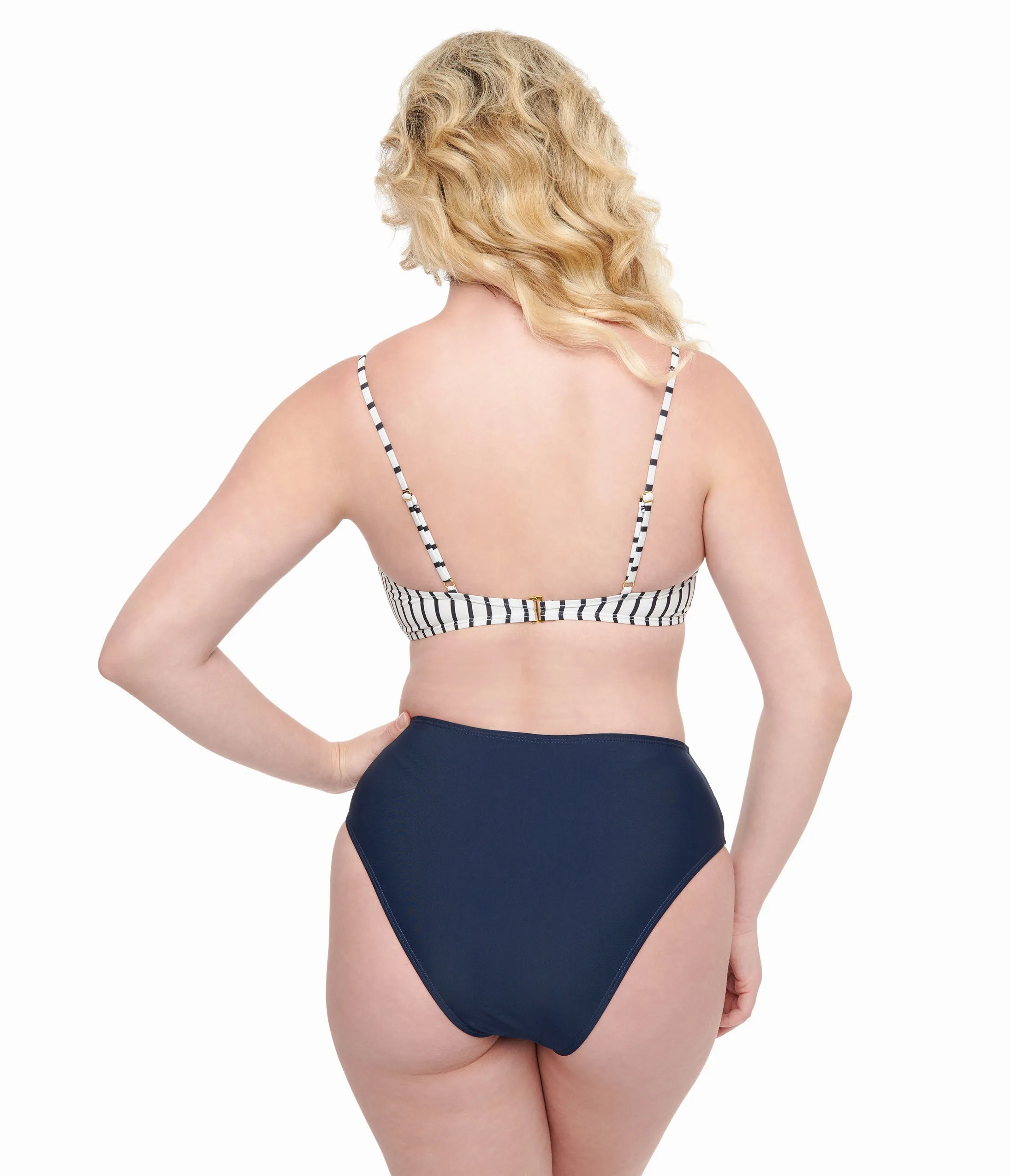Navy & White Stripe Two Piece Swim Set sold by Unique Vintage product image thumbnail 2