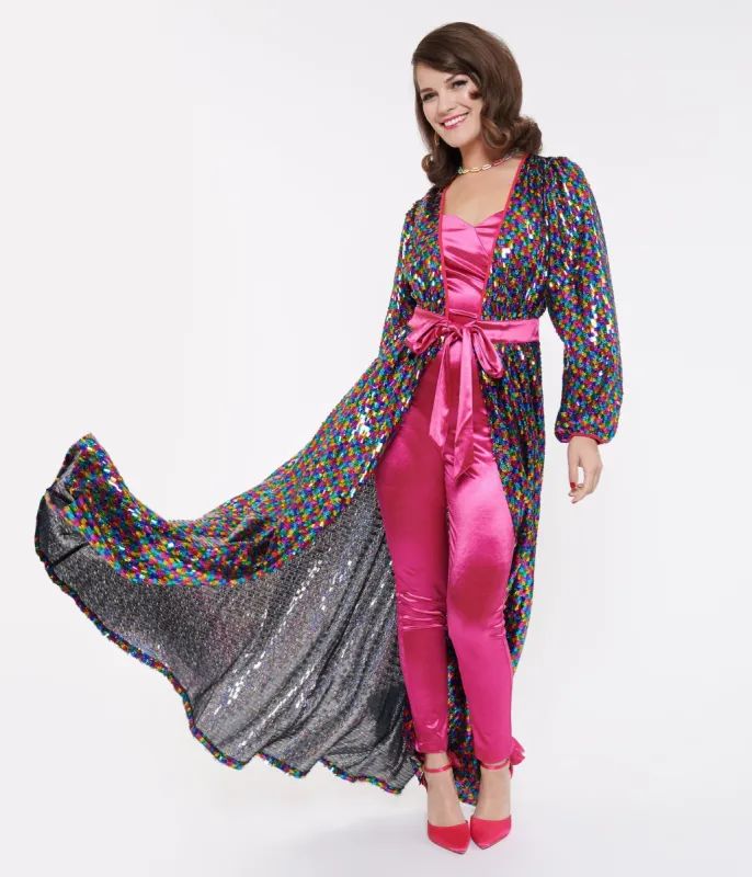 Unique Vintage Rainbow Sequins Hollywood Duster sold by Unique Vintage